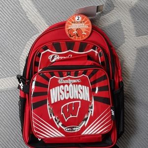BADGERS BACKPACK W DETACHABLE LUNCH BAG NWT